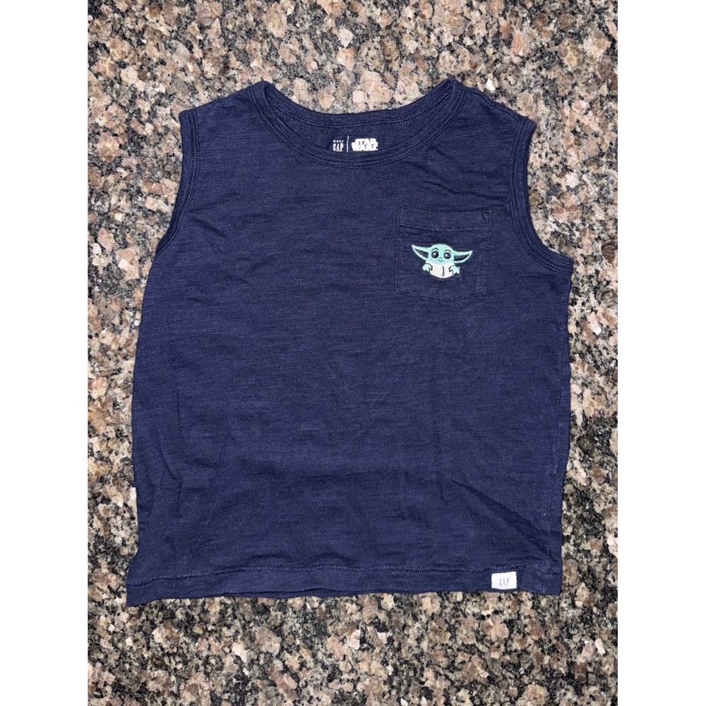 Baby Gap Star Wars Grogu Baby Yoda Muscle Tank Top Navy Blue 5 Years